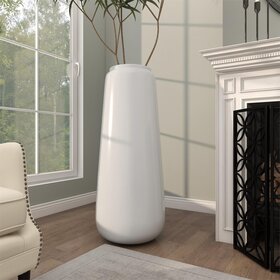 White Resin Tall Floor Vase, 40"