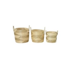 Woven 2-Tone Seagrass Basket with Handle