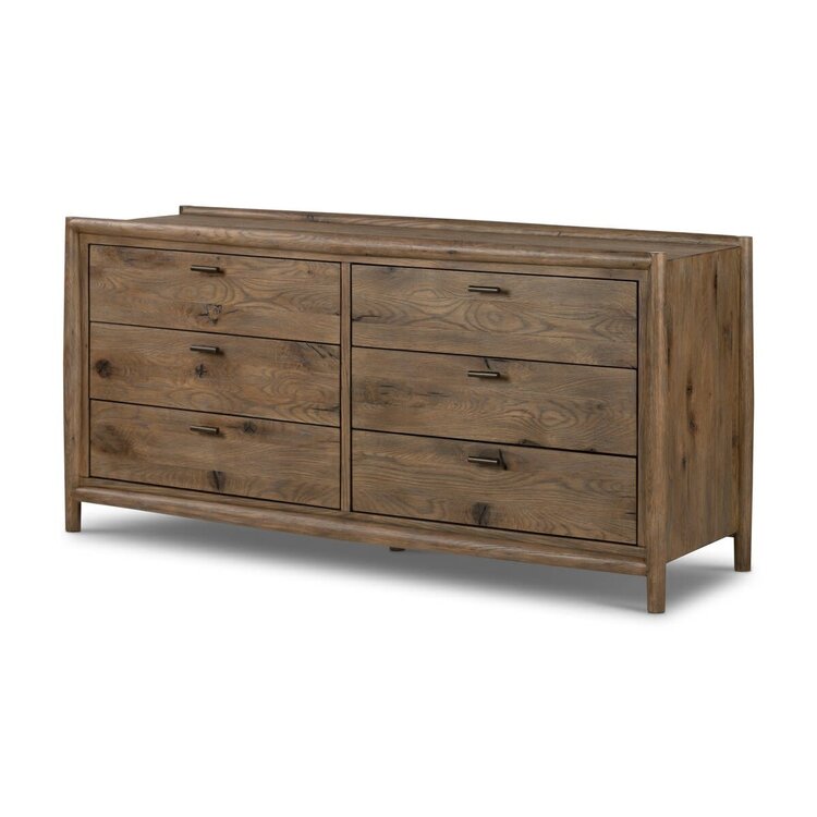 Four Hands Glenview 6 Drawer Dresser- Weathered Oak Veneer
