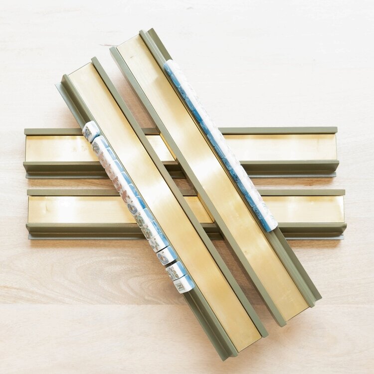 Table & Terrace Social Set of 4 Mahjong Racks with Brass Plate