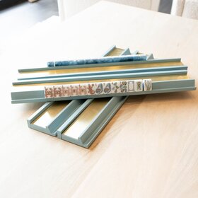 Table & Terrace Social Set of 4 Mahjong Racks with Brass Plate
