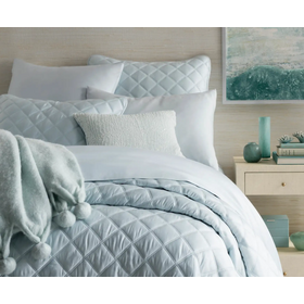 Quilted Silken Solid Coverlet, Robin's Egg Blue King