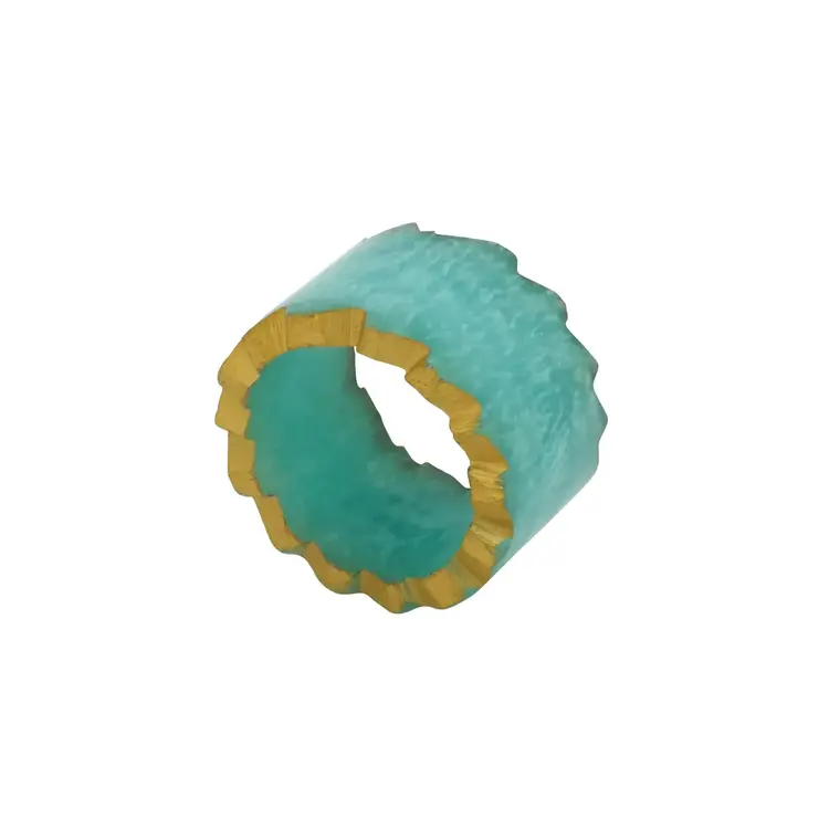 Saro Lifestyle Resin Artistry Napkin Ring- Aqua