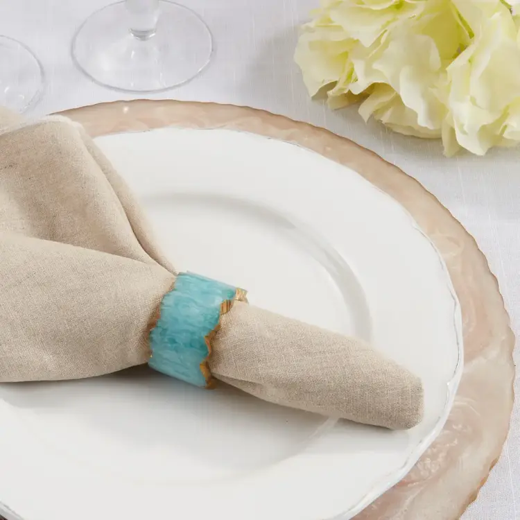 Saro Lifestyle Resin Artistry Napkin Ring- Aqua