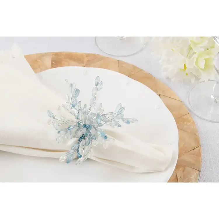 Saro Lifestyle Beaded Napkin Ring- Blue