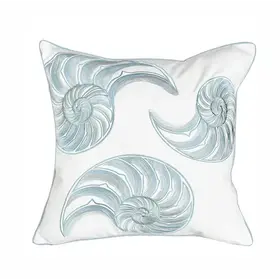 Rightside Design Sea Glass Nautilus Shell Indoor/Outdoor, 20" Pillow