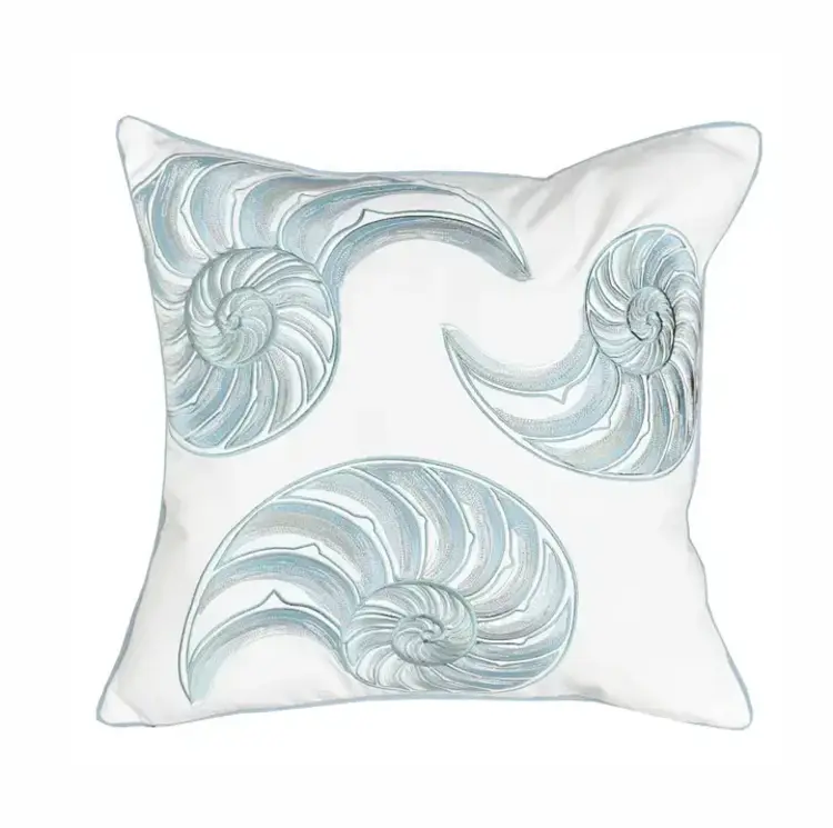 Rightside Design Sea Glass Nautilus Shell Indoor/Outdoor, 20" Pillow