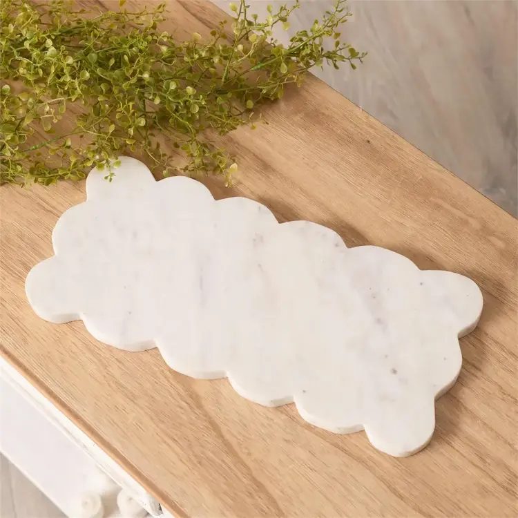 Audrey's Home & Gift Scalloped Edge Marble Serving Board (Food Safe)