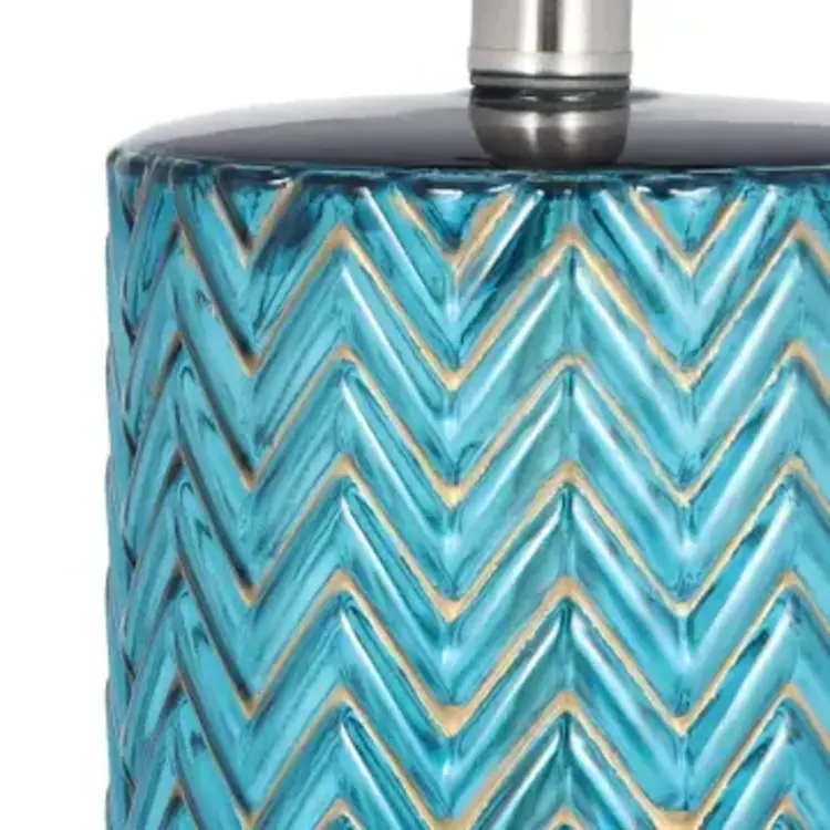 Sagebrook Home Blue Glass/Chevron Table Lamp