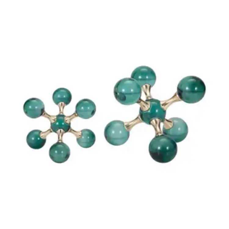 Sagebrook Home Green Crystal/Metal Bookends, set of 2