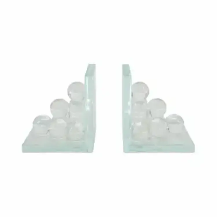 Sagebrook Home Clear Crystal Spherical Bookends, set of 2