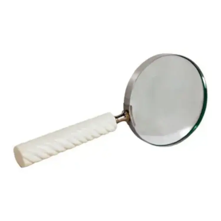 Sagebrook Home Ivory Resin Ridged Handle Magnifying Glass