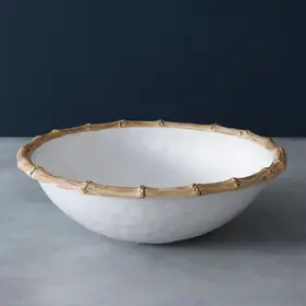 Vida Bamboo Large Salad Bowl, White and Natural