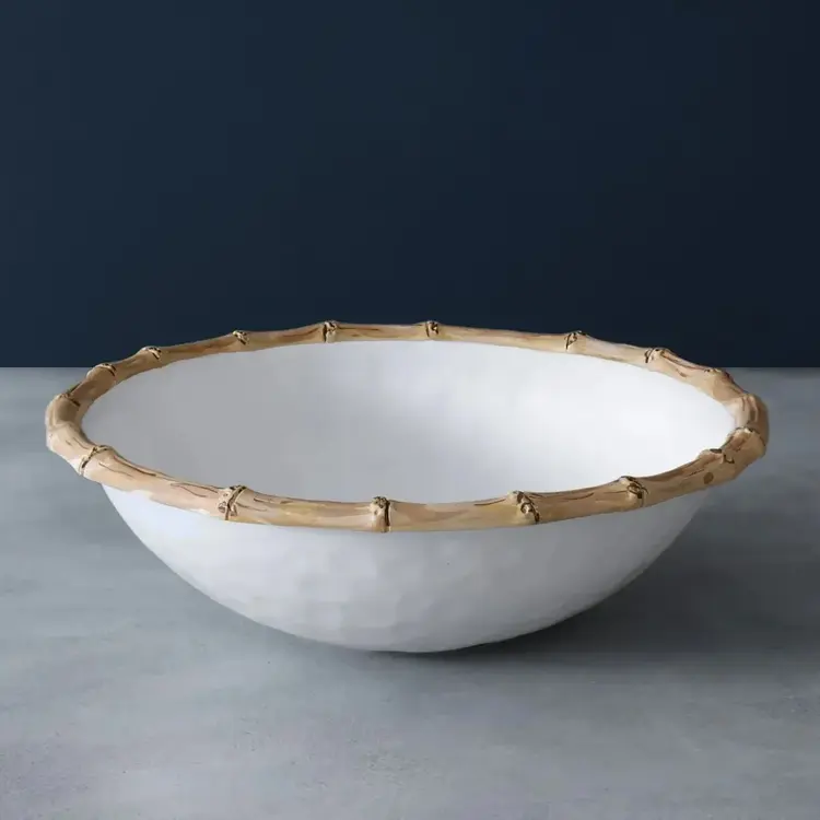Vida Bamboo Large Salad Bowl, White and Natural