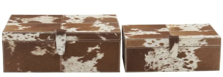 Atelier Home Rectangular Brown  Hide Boxes w/ Snap Closure-