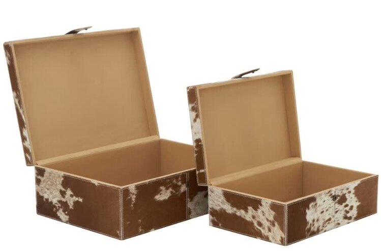Atelier Home Rectangular Brown  Hide Boxes w/ Snap Closure-