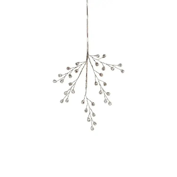 Beaded Glass Berry Pick- Clear and Gold