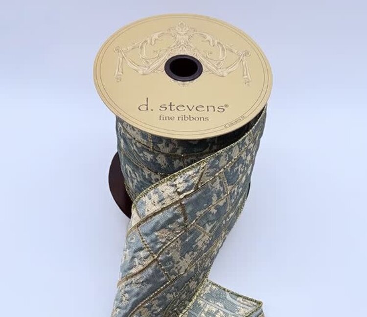 Metallic Abstract Pollack Jacquard Ribbon, Dusty Blue