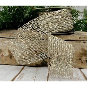 Metallic Diamond Stretch Tinsel Ribbon, Platinum