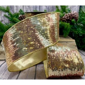 Sequin Stripes Ribbon with Gold, Pink & Platinum