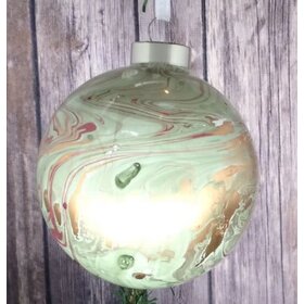 Glass Marble Ornament, Red & Green