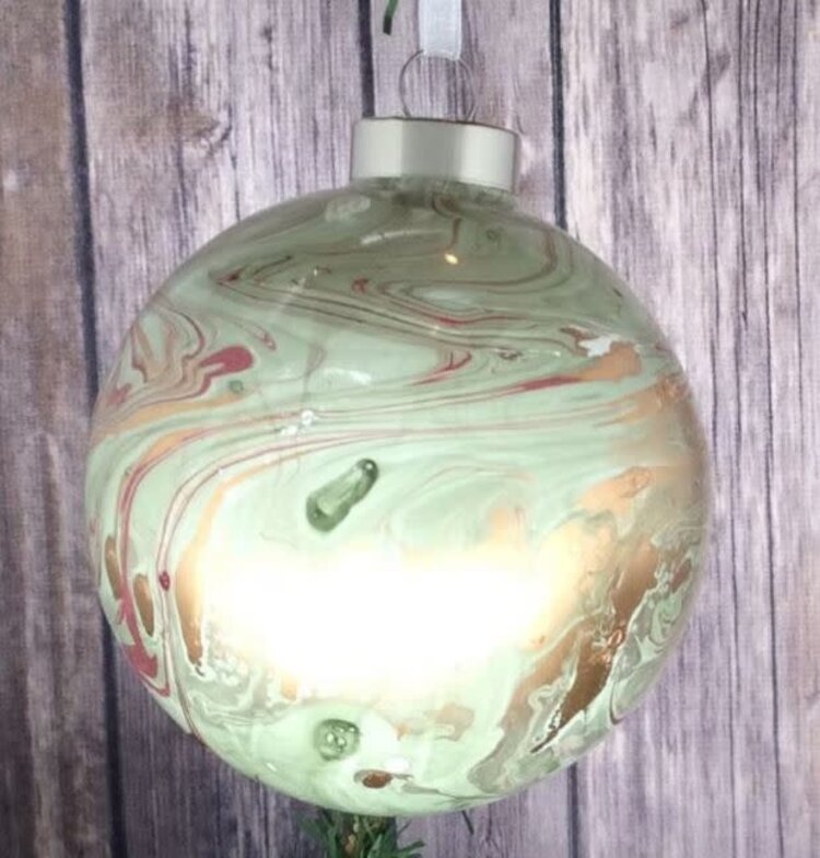 Glass Marble Ornament, Red & Green