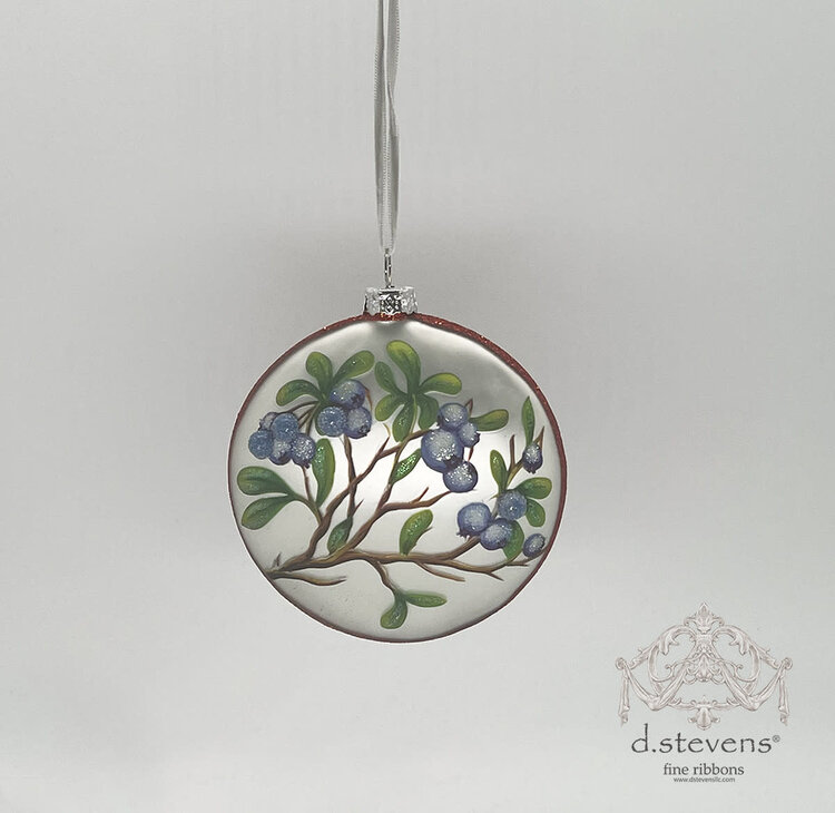 Glass Disc Iced Berries Ornament