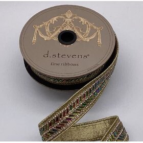 Metallic Dupion Iris Herringbone Ribbon, Gold