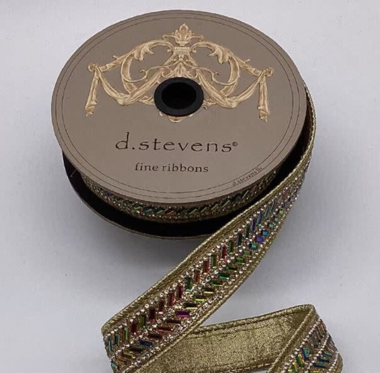 Metallic Dupion Iris Herringbone Ribbon, Gold