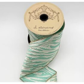 Jacquard Animal Stripes Ribbon, Aqua
