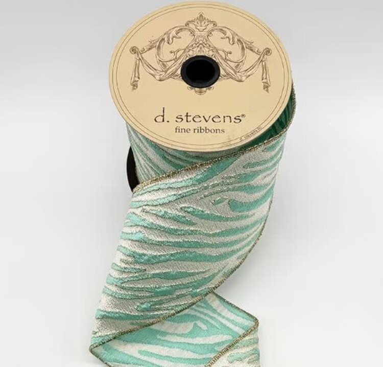 Jacquard Animal Stripes Ribbon, Aqua