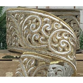 Metallic Scroll Garland Ribbon, Silver