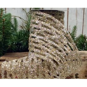 Tinsel Link Stretch Ribbon, Platinum