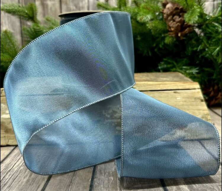 Metallic Tissues Silk Ribbon, Blue Gray