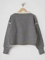 Le Tricoteur Guernsey Jumper Aran & Navy Cropped