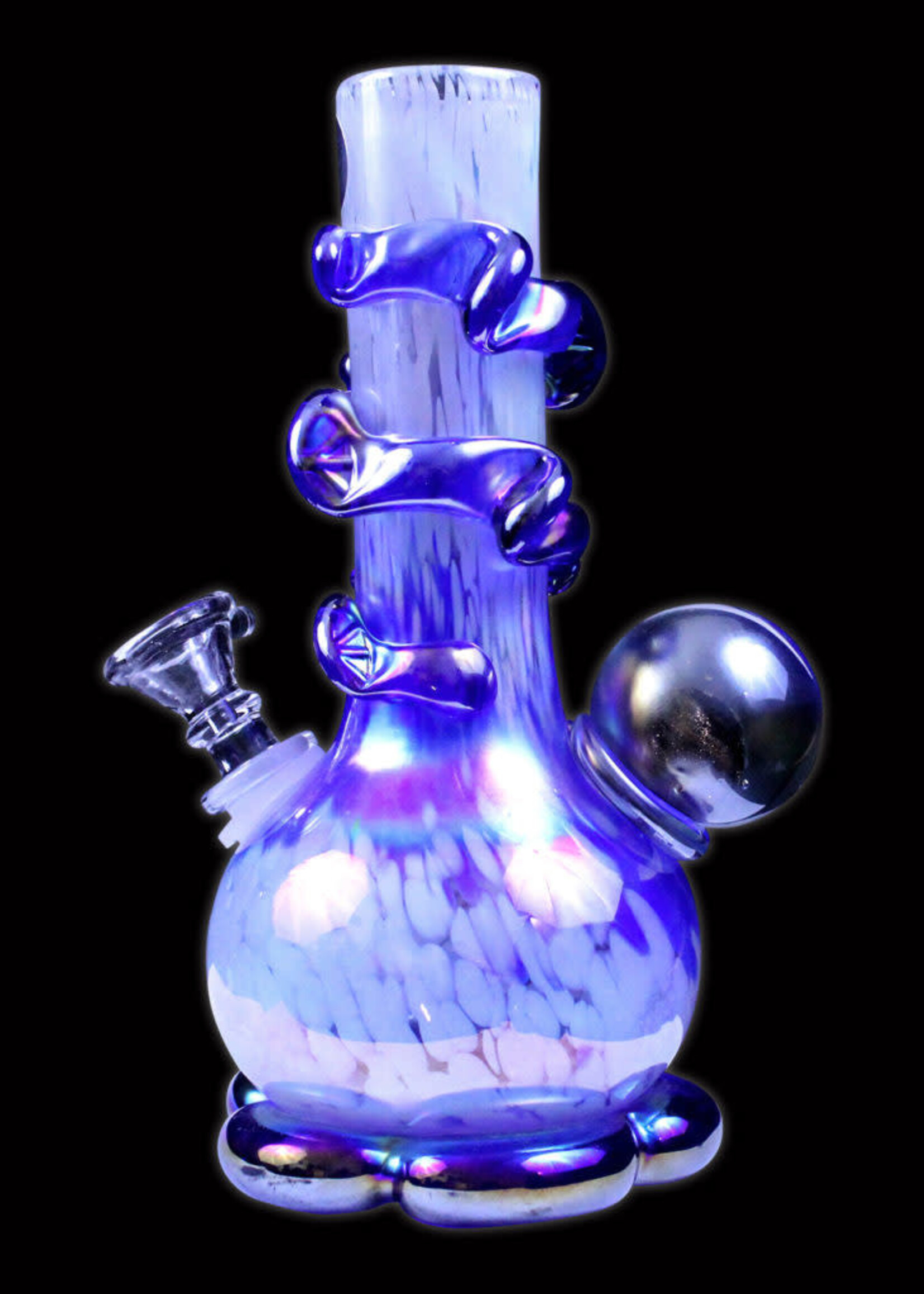 Twisted Sister Glassworks Twisted Sister RB8 8" Vase W/ Wrap & Large Marble