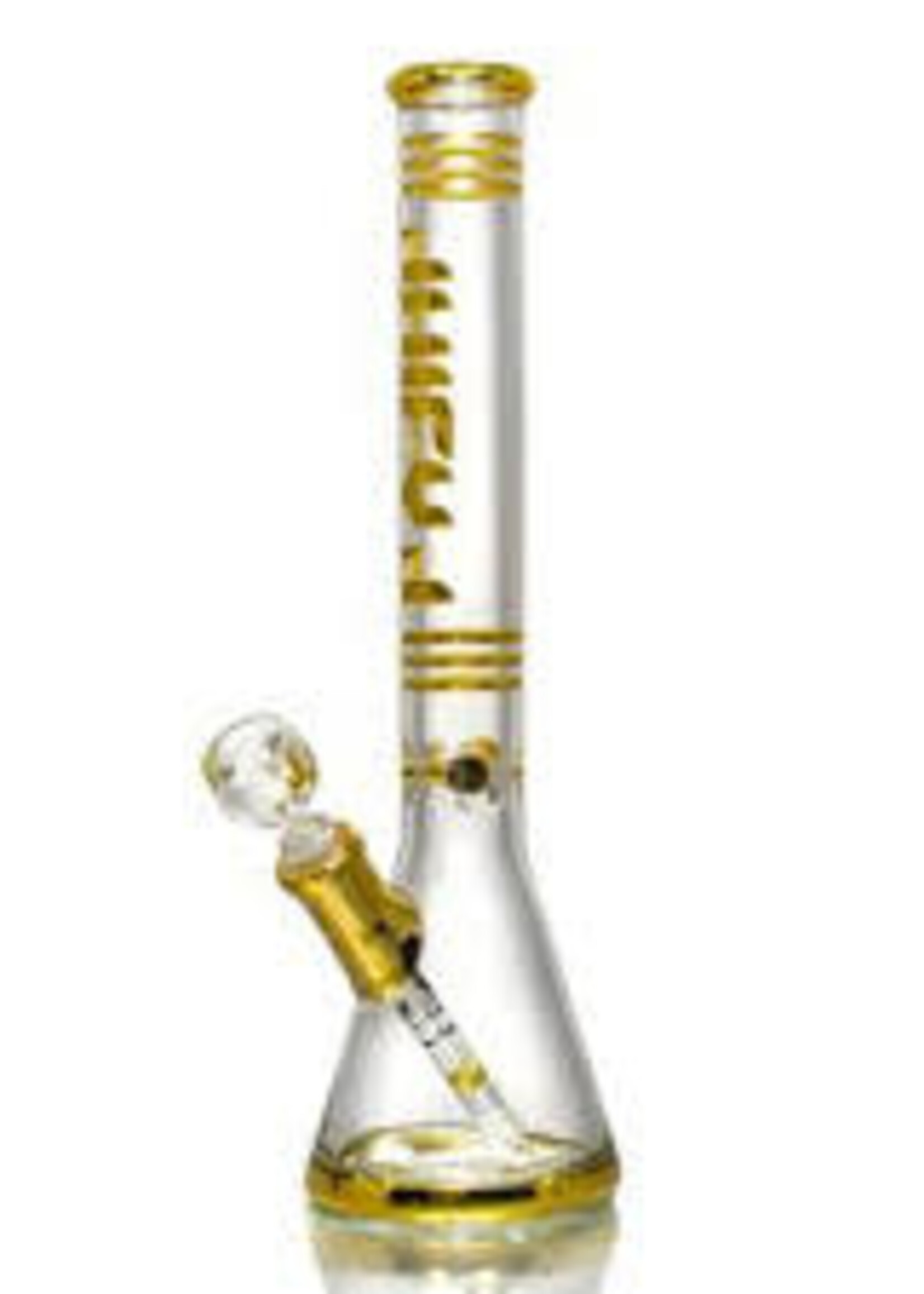 Juicy J Juicy J Glass 16" 9mm Beaker Gold Rings