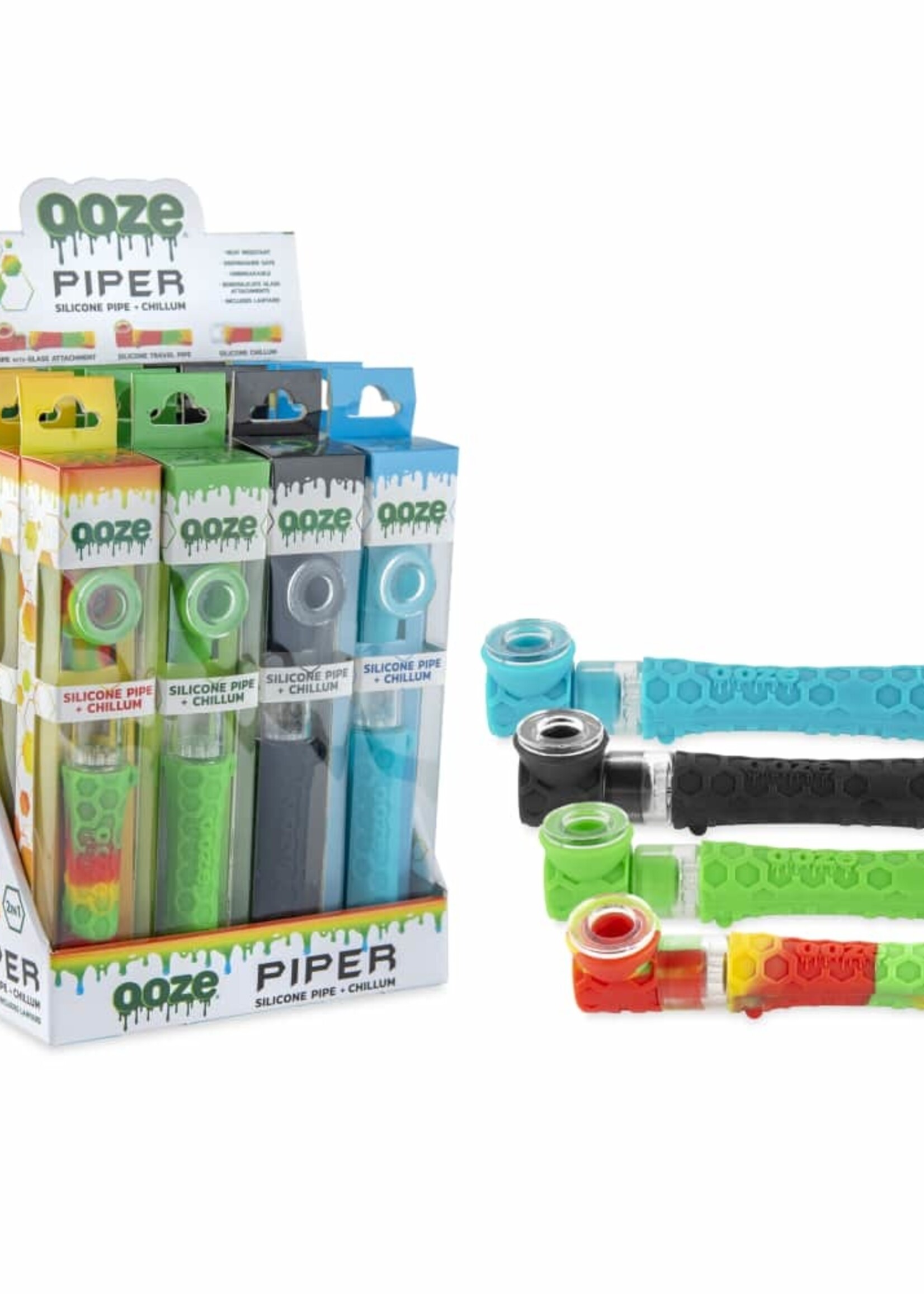 Ooze Ooze Piper Silicone Pipe And Chillum 2 in 1 Rasta