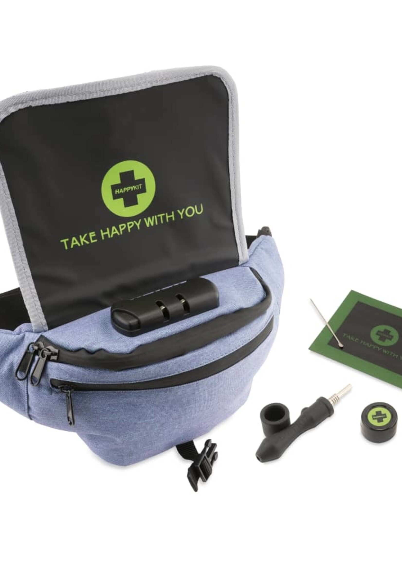 Happy Kit Happy Pack Dab by Happy Kit All-in-One Smell Proof Travel Kit Fanny Pack for Concentrates - Blue