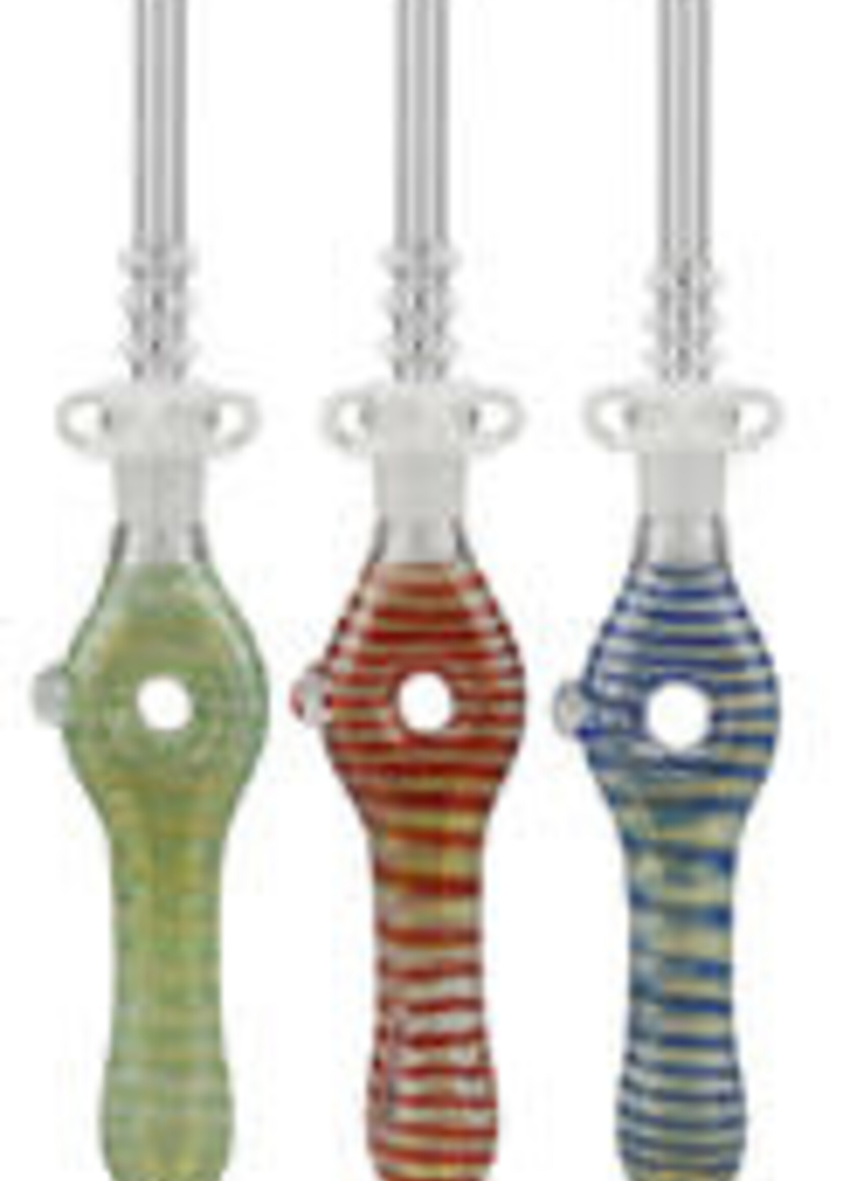 Glass Donut Dab Straw W/Titanium Tip Assorted Colors