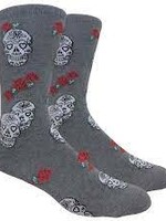 Fine Fit Skull & Roses - Grey Fine Fit Fun Socks