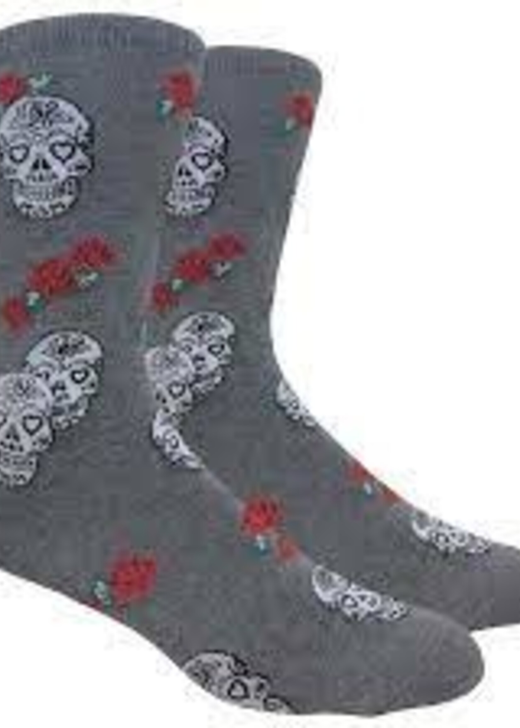 Fine Fit Skull & Roses - Grey Fine Fit Fun Socks