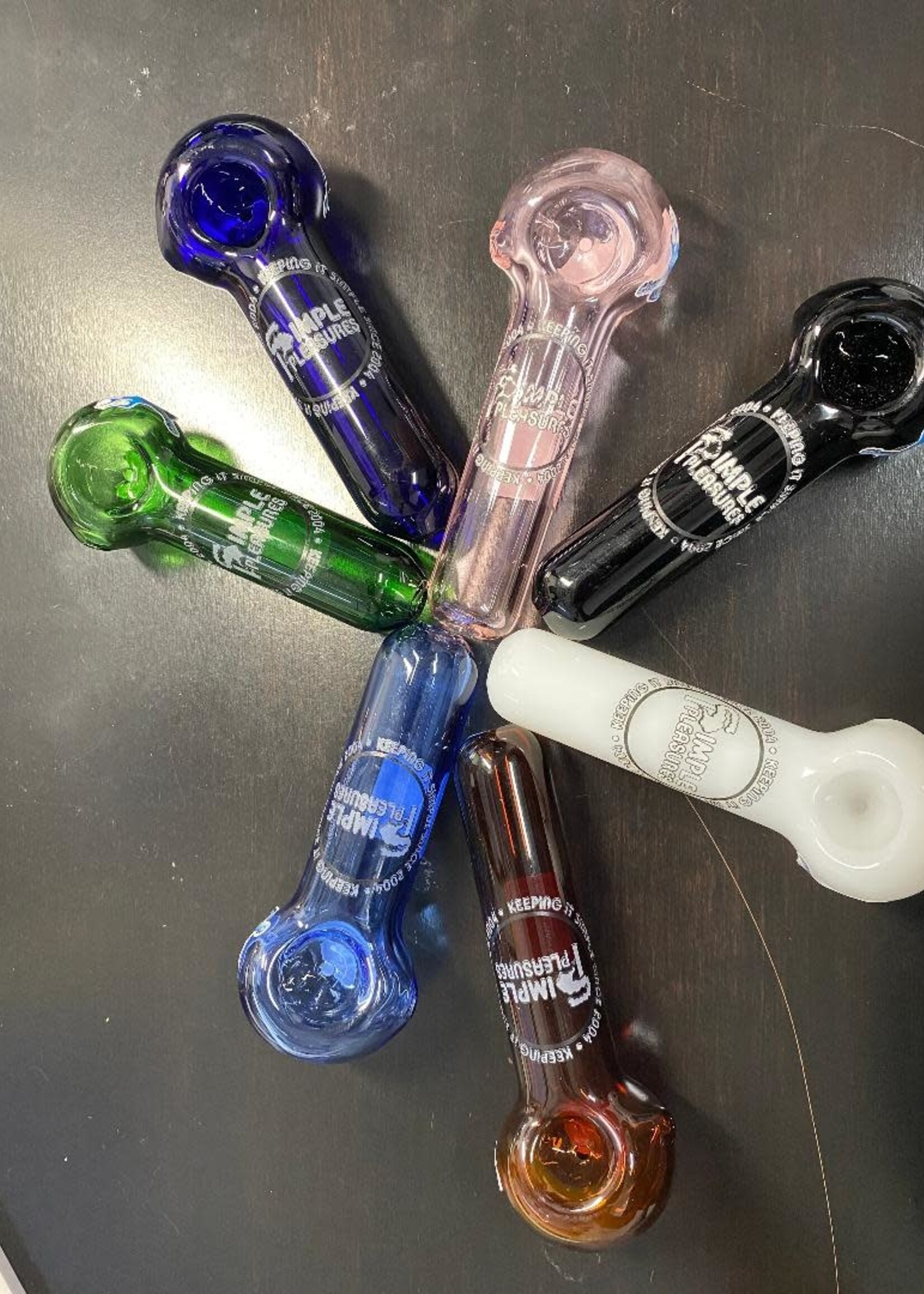 Chameleon Glass Simple Pleasures Logo Glow Hand Pipe Amber