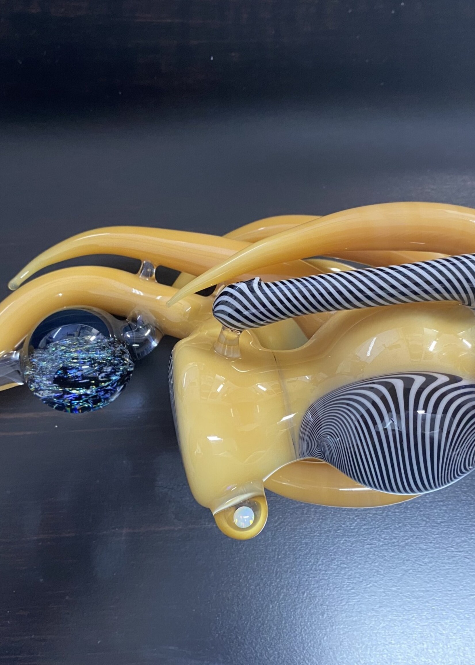 Kevin Beecher Kevin Beecher Creme Black & White Tall Bubbler (W/Pendy)