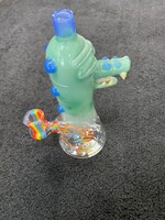 Aaron U Glass Aaron U Glass Large Green Worked Gator Waterpipe