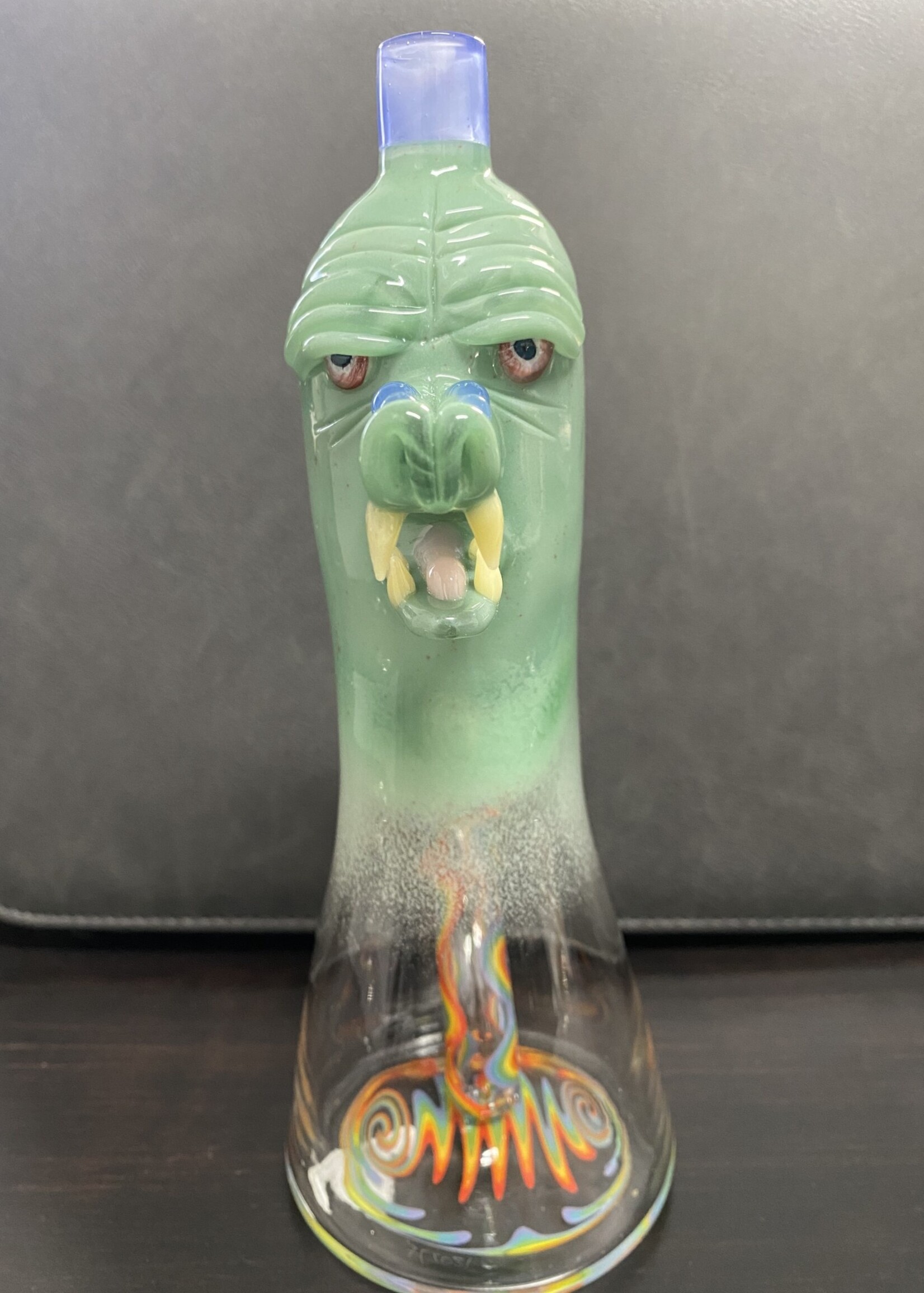 Aaron U Glass Aaron U Glass Large Green Worked Gator Waterpipe