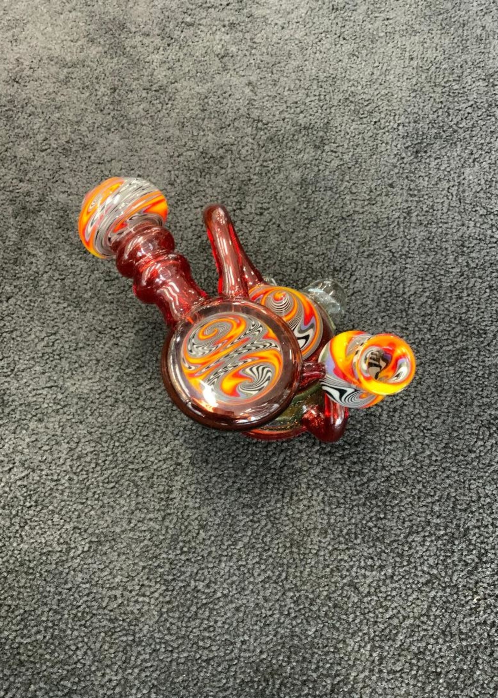 Kevin Beecher Kevin Beecher Pomegranate Red Crushed Opal Wig Wag Recycler Waterpipe