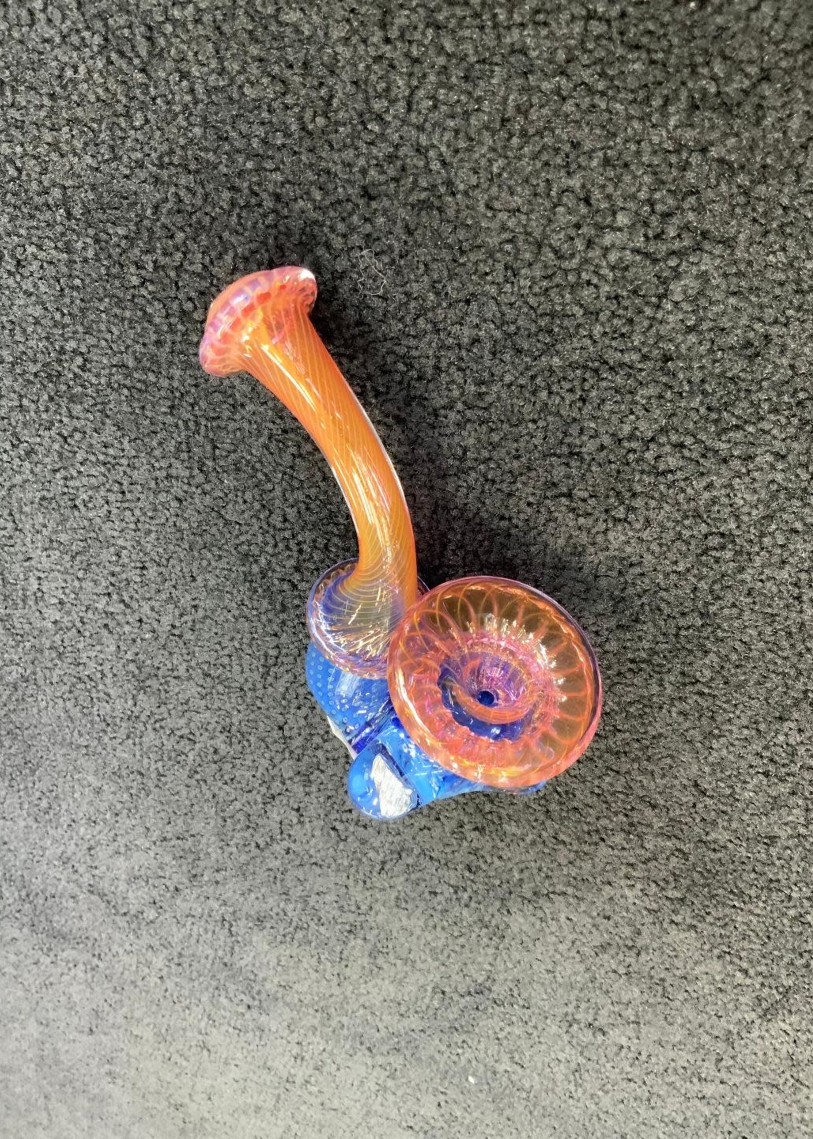 Kevin Beecher Kevin Beecher Pink Fumed Blue Bubble Trap Hand Pipe