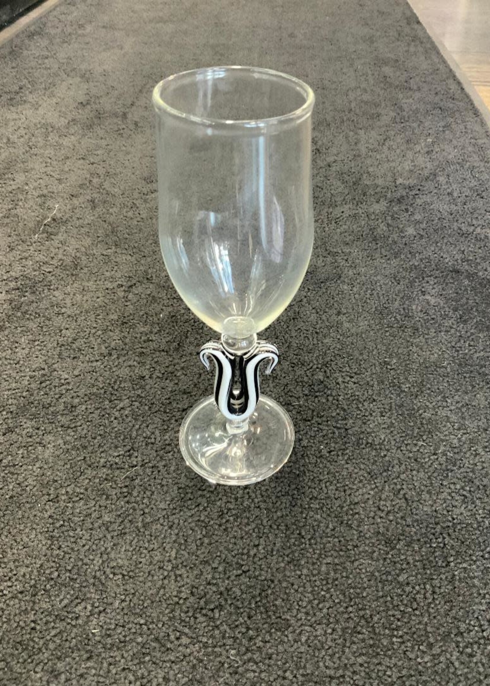 Kevin Beecher Kevin Beecher Black and White Ribbon Cane Stem Wine Glass