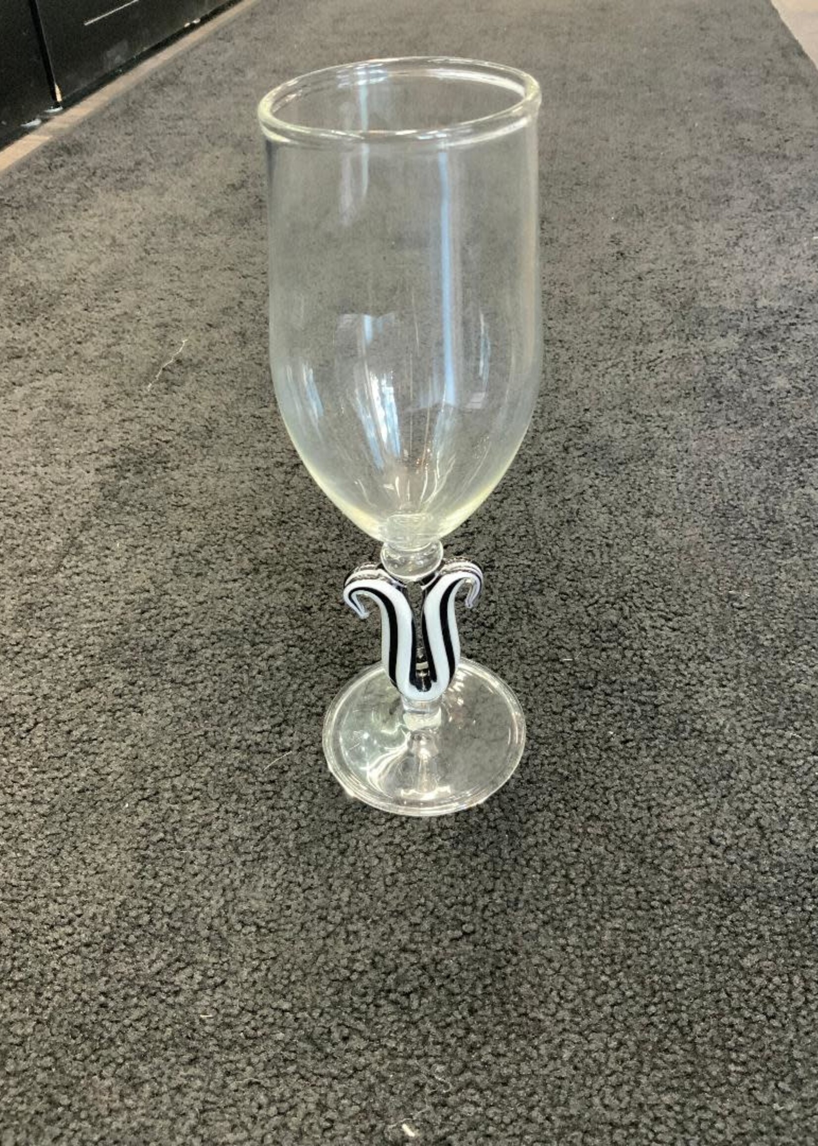 Kevin Beecher Kevin Beecher Black and White Ribbon Cane Stem Wine Glass